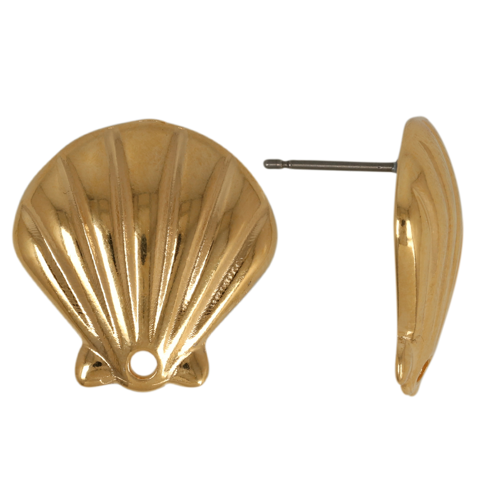 post earrings shell gold plated 22mm | 2pc