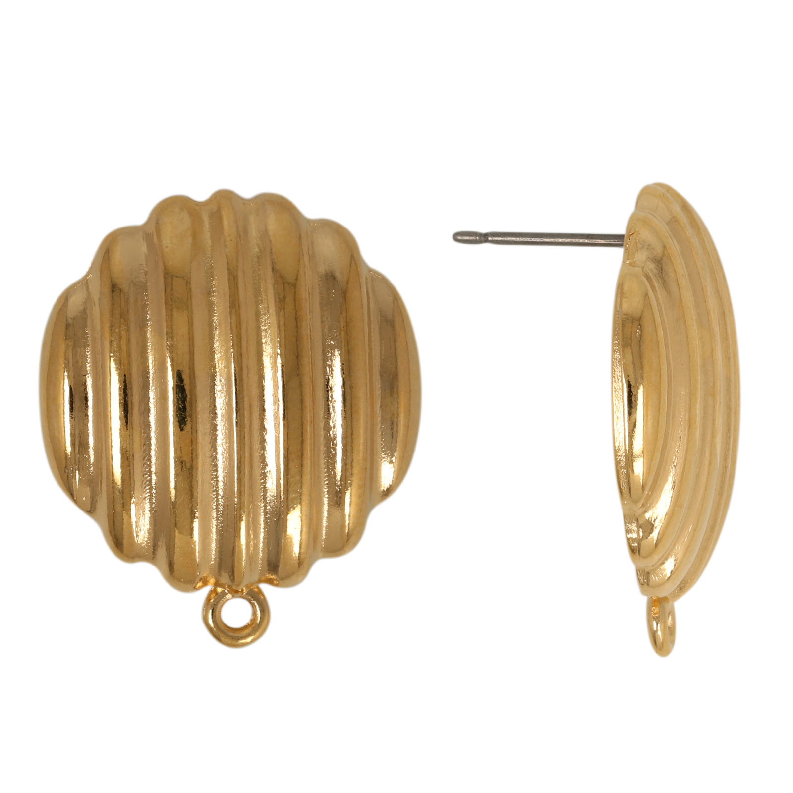 post earrings striped dome gold plated 23mm | 2pc