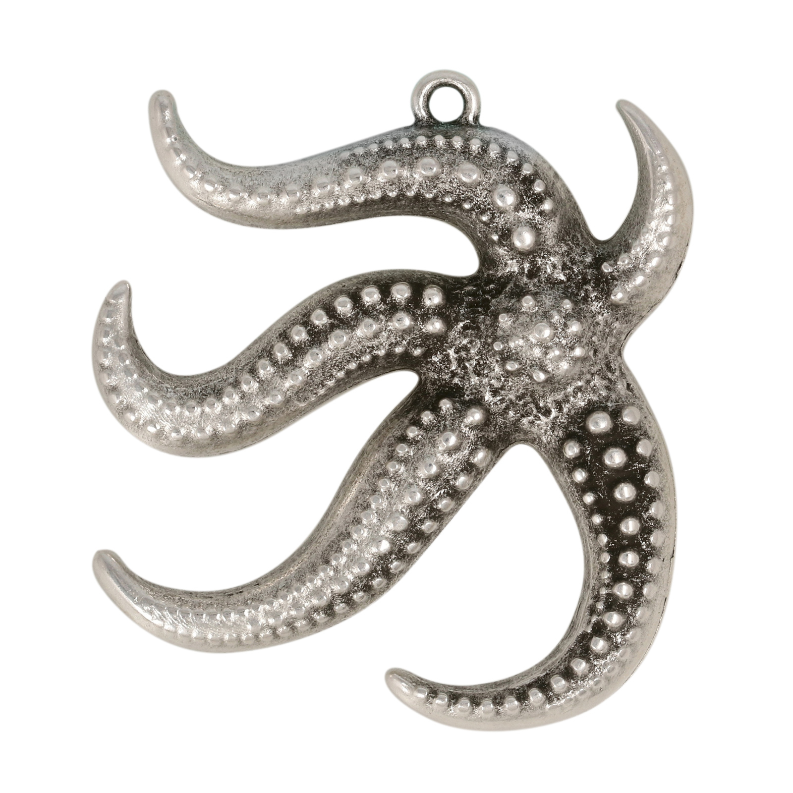antique silver plated starfish pendant 43x40mm | 1pc