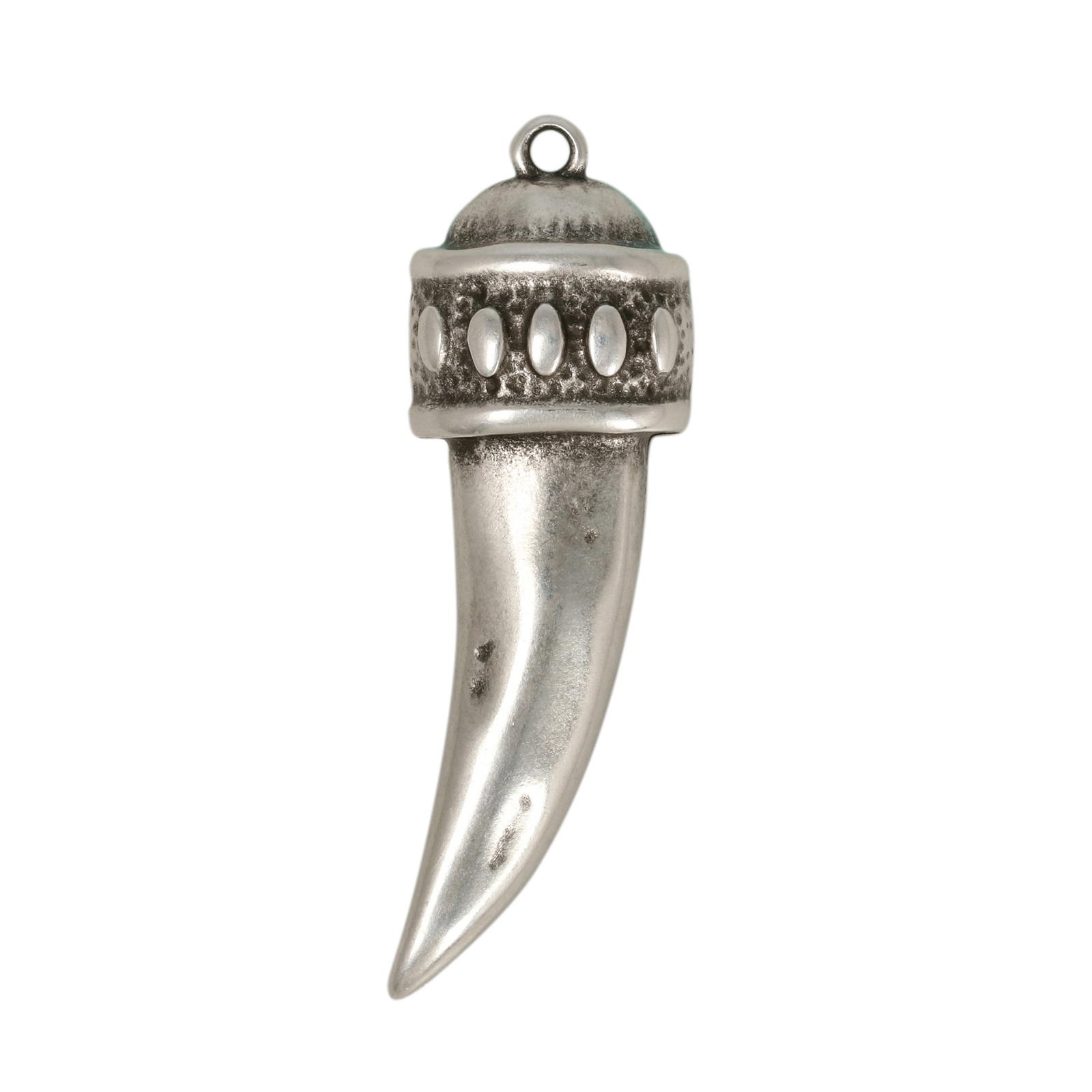antique silver plated tooth pendant 40x14mm | 1pc