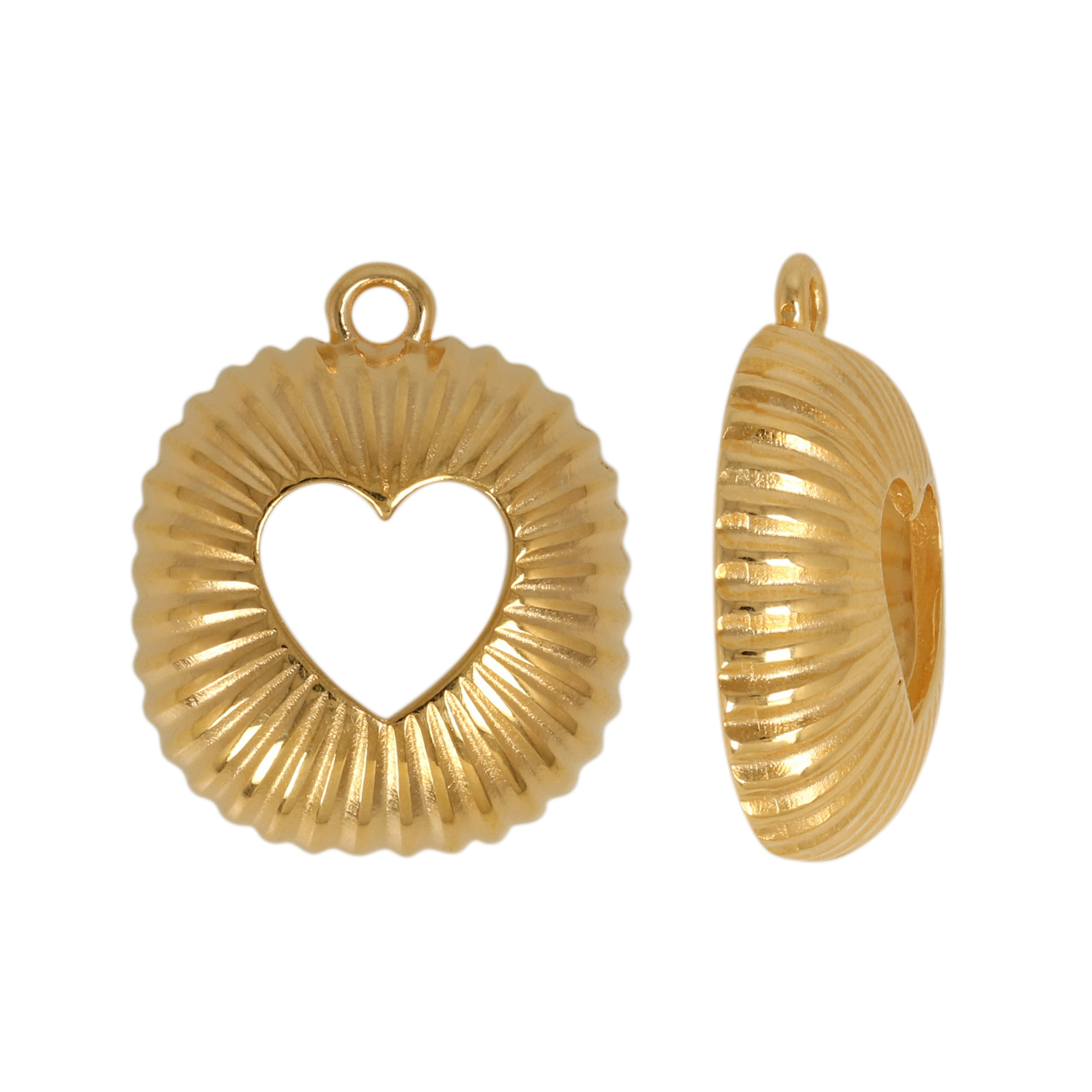 gold plated with heart pendant 19mm | 1pc