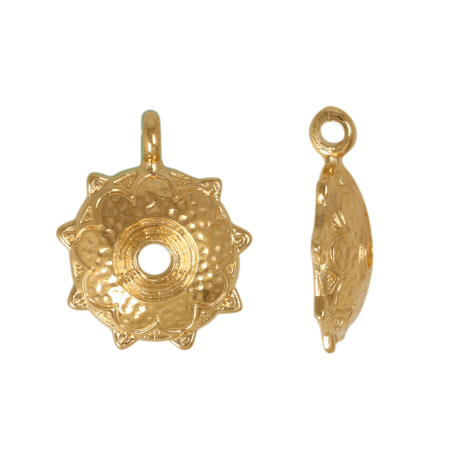 gold plated etnic dome pendant 17mm | 1pc