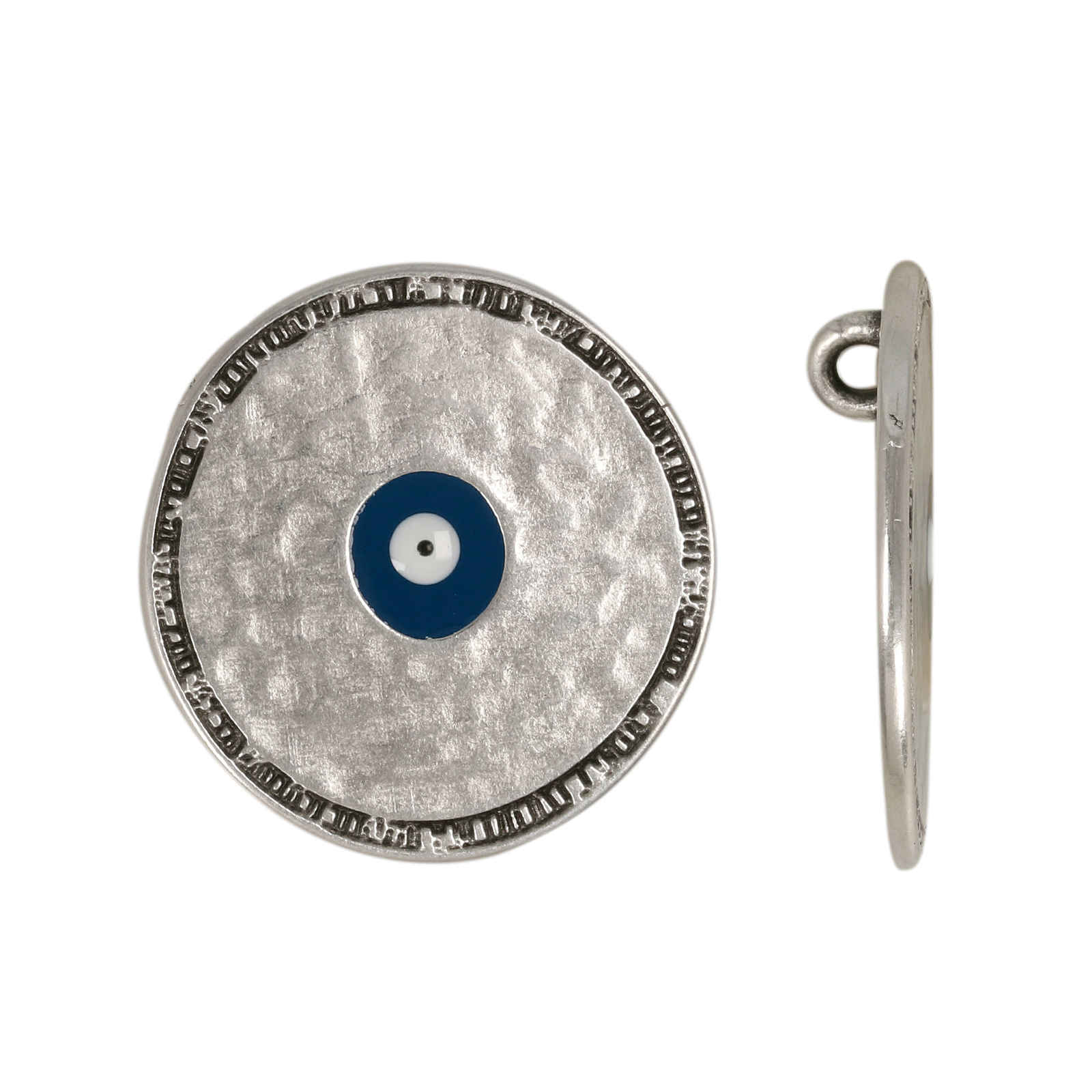 anhänger gehämmerte münze allah auge antik versilbert 24,5mm | 1st