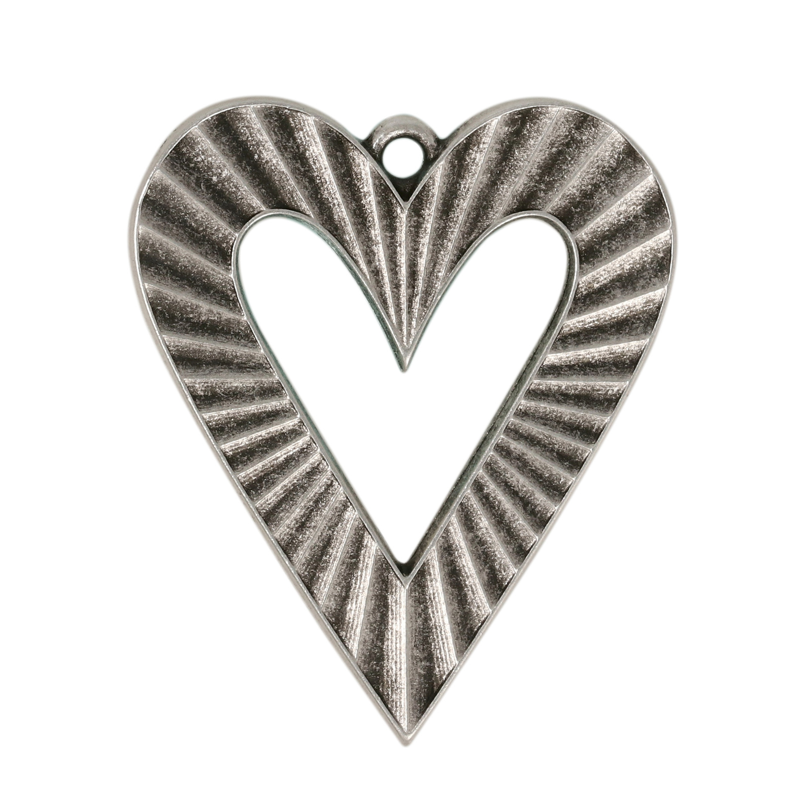 antique silver plated heart pendant 32x27mm | 1pc