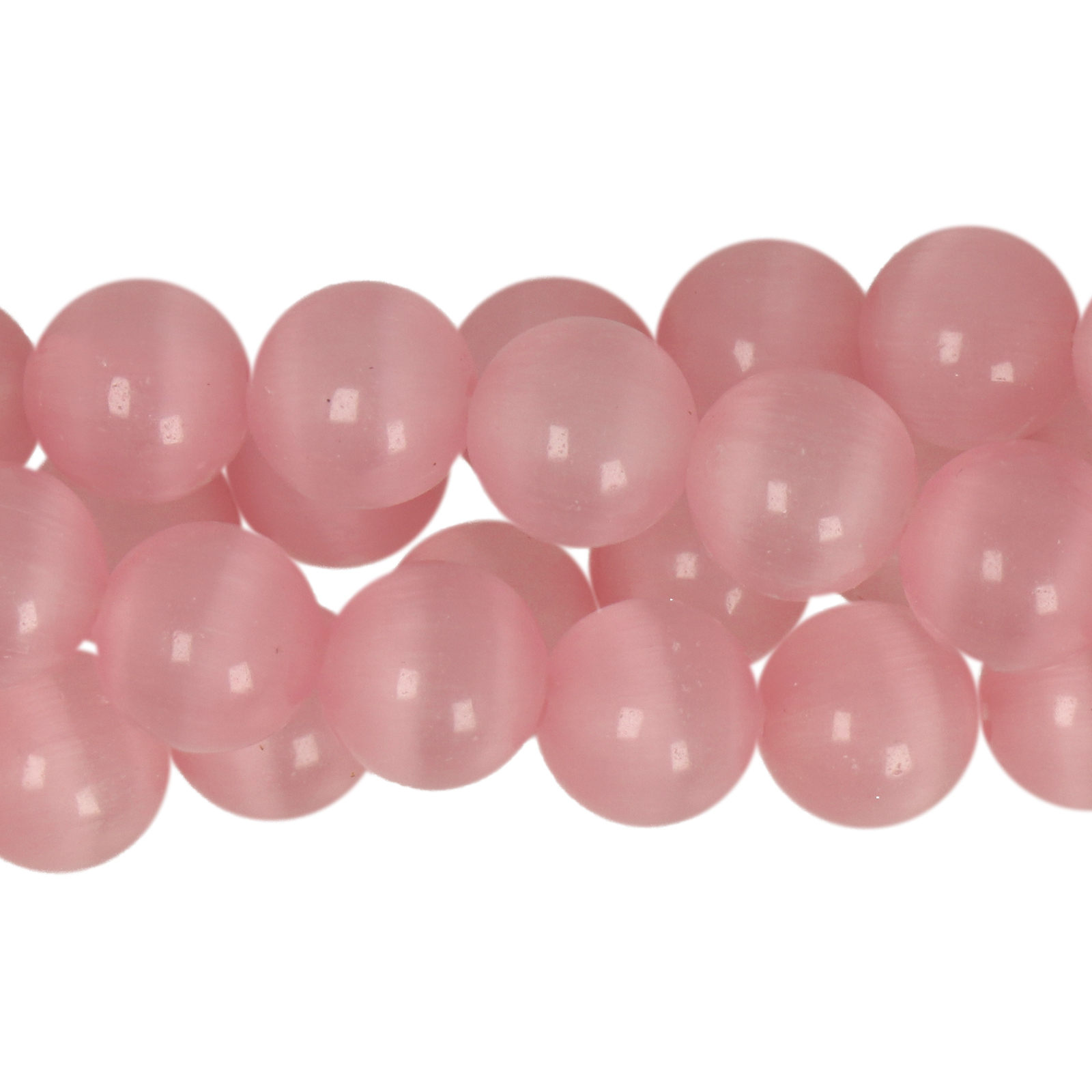 cat's eye glass beads - pink smooth round 8mm (45/50pc) | 16-inch strand