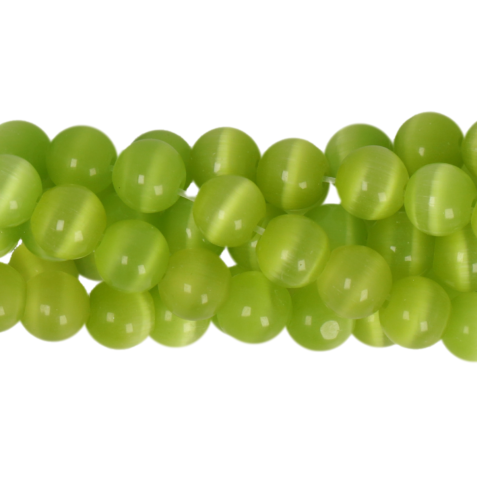 cat's eye glass beads - light green smooth round 6mm (65/70pc) | 16-inch strand