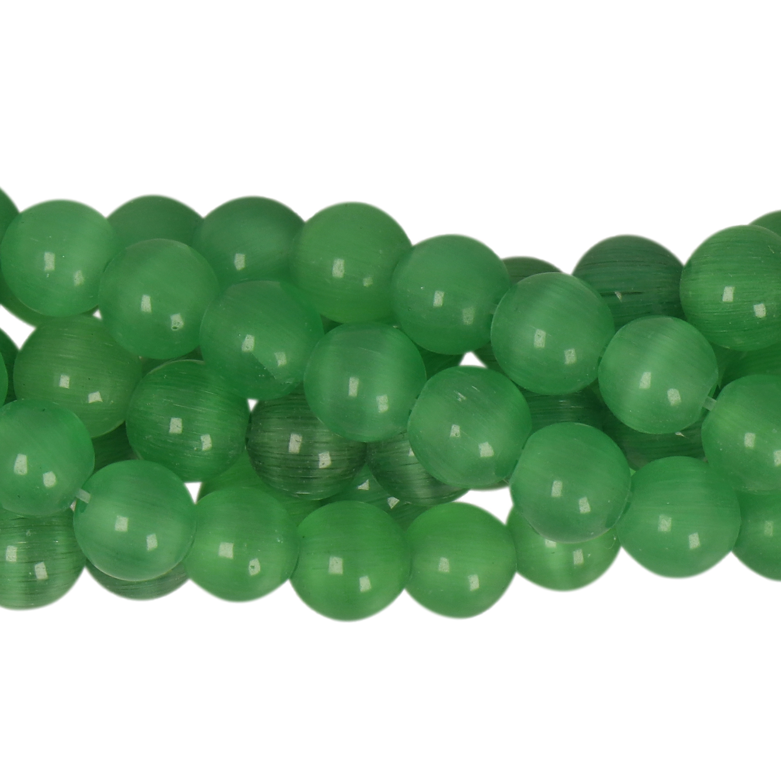 cat's eye glass beads - green smooth round 6mm (65/70pc) | 16-inch strand