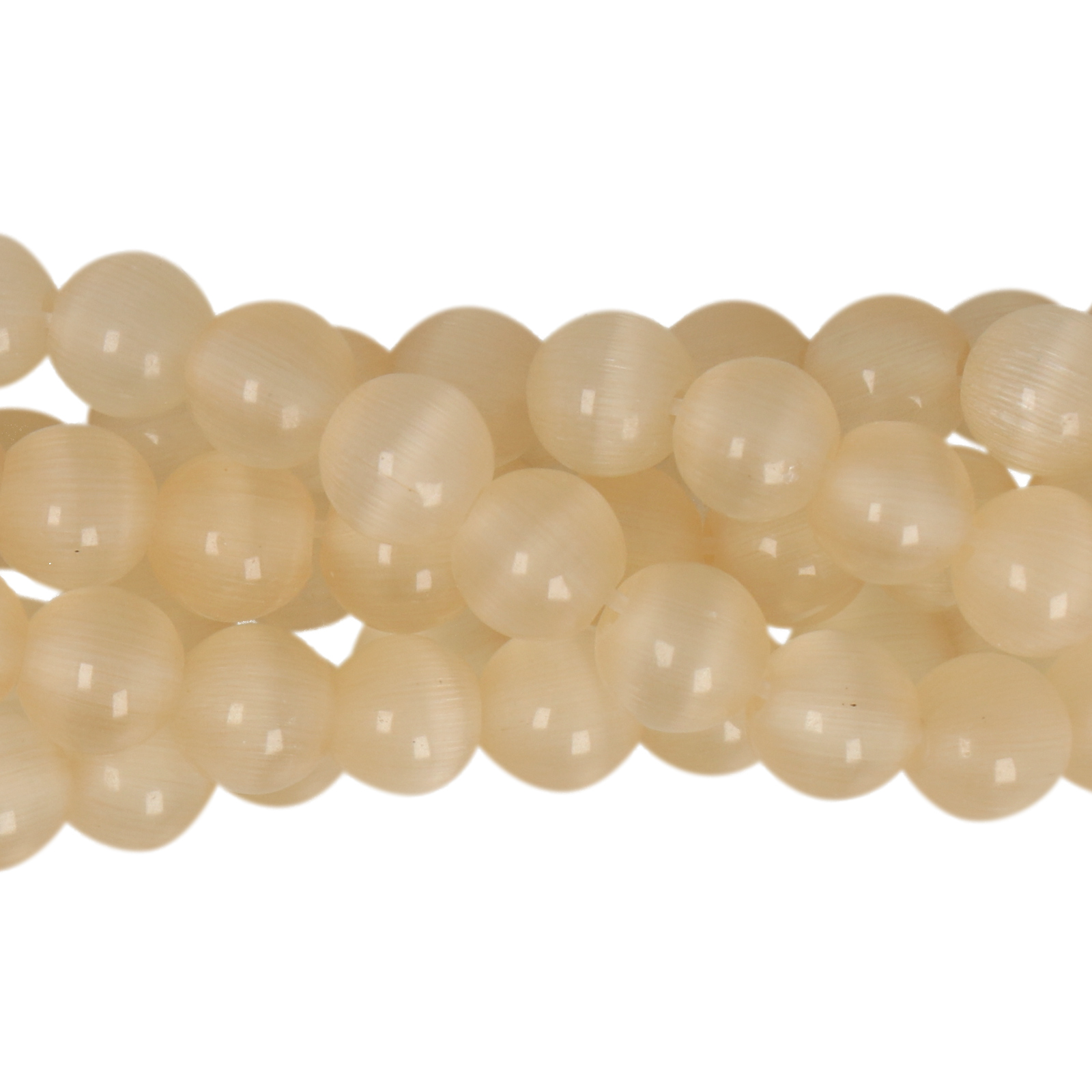 cat's eye glass beads - peach smooth round 6mm (65/70pc) | 16-inch strand