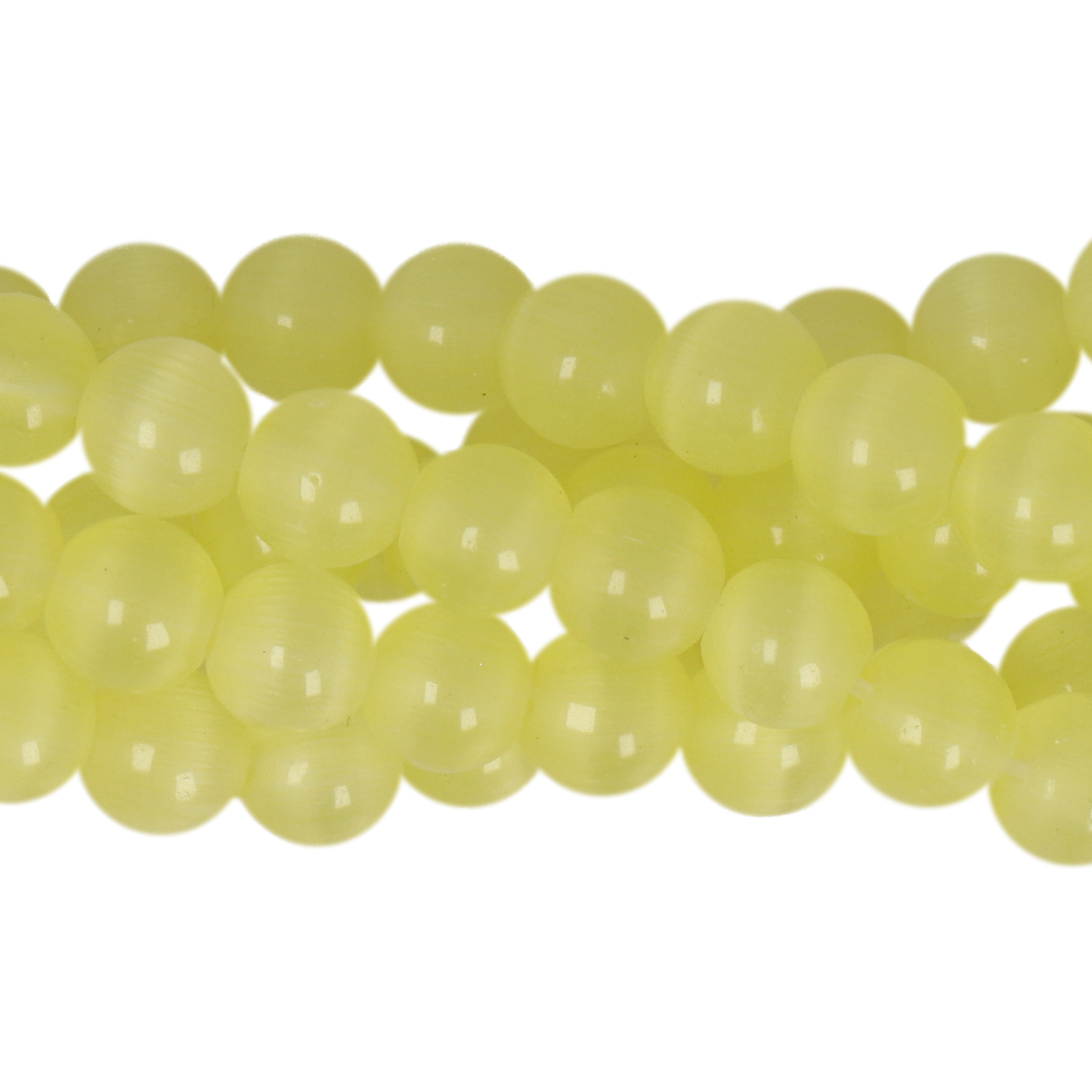 cat's eye glass beads - lemon smooth round 6mm (65/70pc) | 16-inch strand