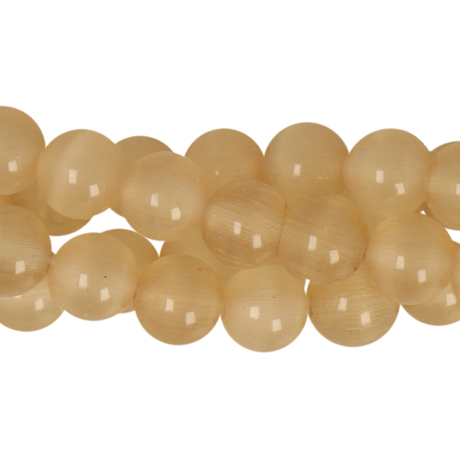 cat's eye glass beads - peach smooth round 8mm (45/50pc) | 16-inch strand