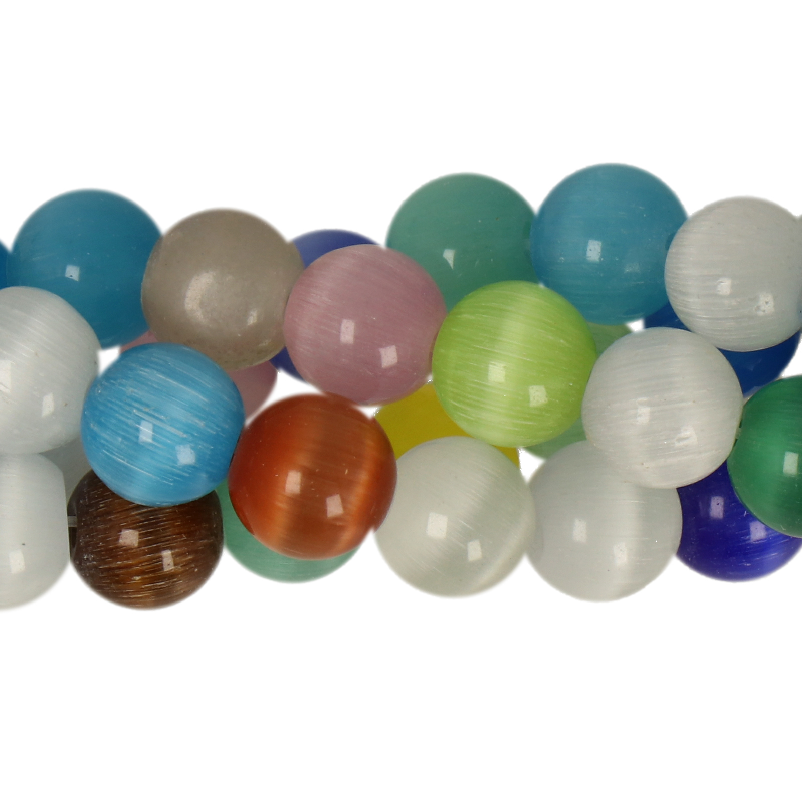 cat's eye glass beads - multicolor smooth round 8mm (45/50pc) | 16-inch strand