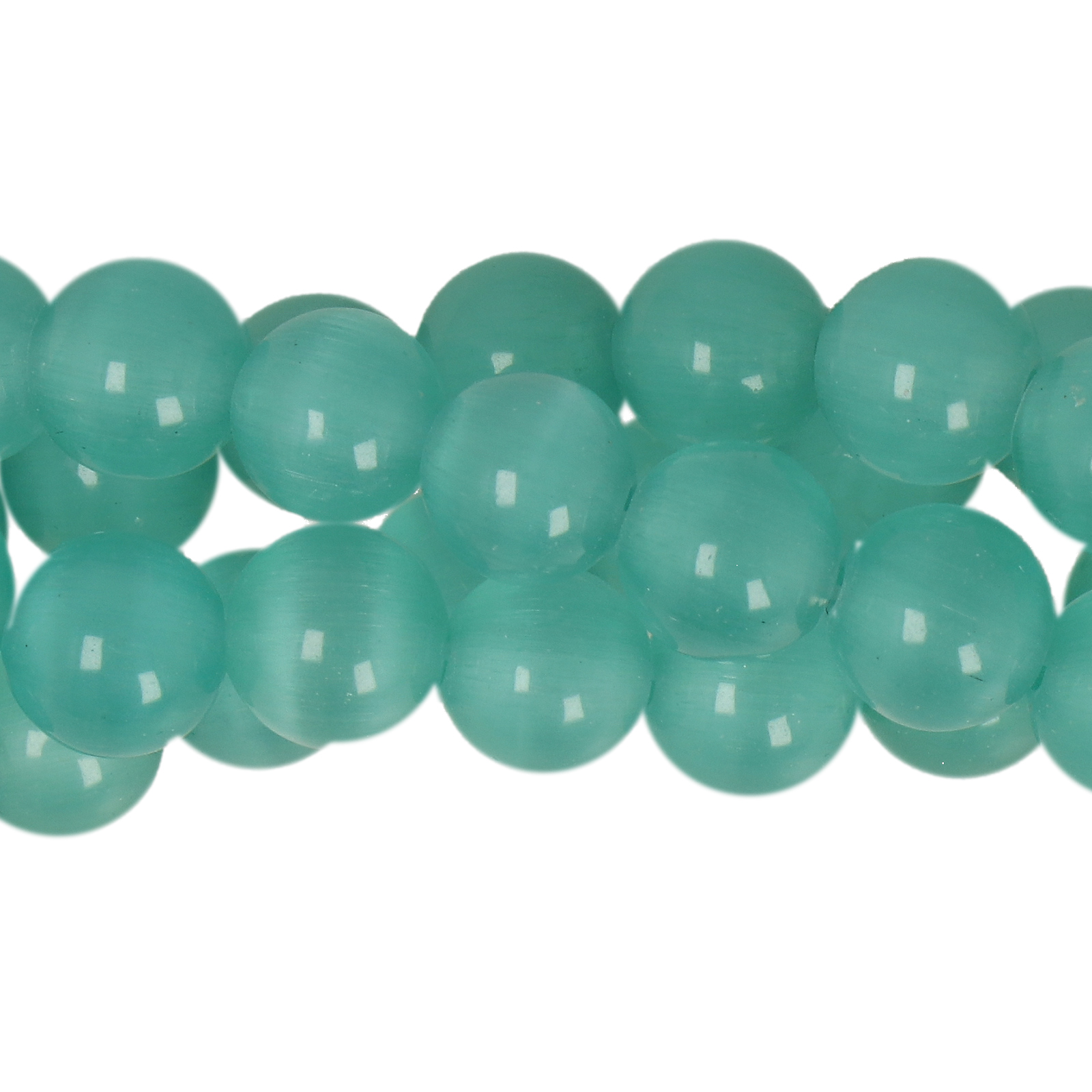 cat's eye glass beads - aqua smooth round 8mm (45/50pc) | 16-inch strand