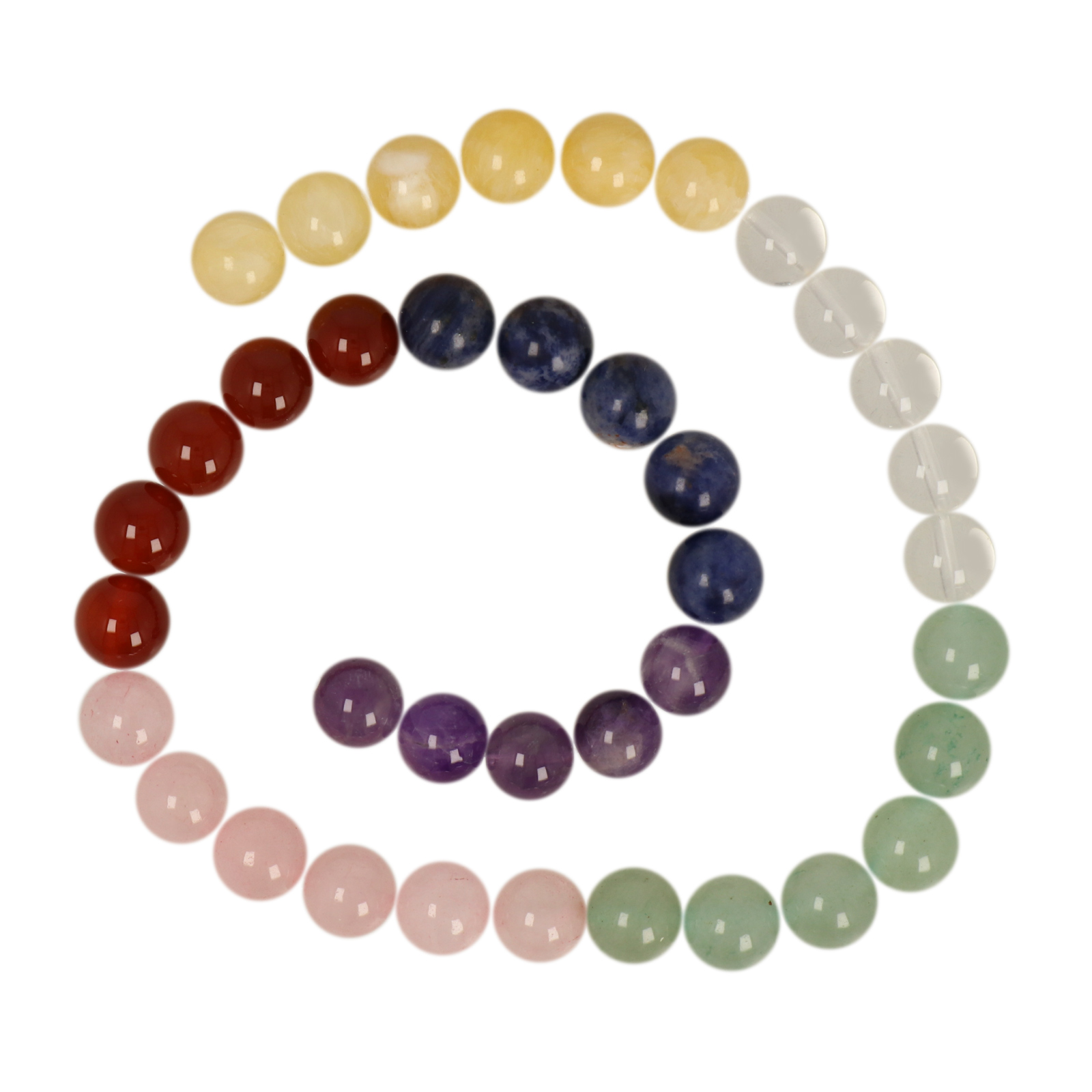 mixed gemstone 7 colors smooth round 10mm | 15/16-inch strand