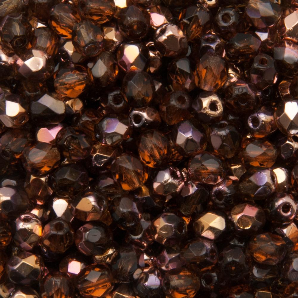 czech fire-polished round beads - topaz capri gold 4mm | 50pc