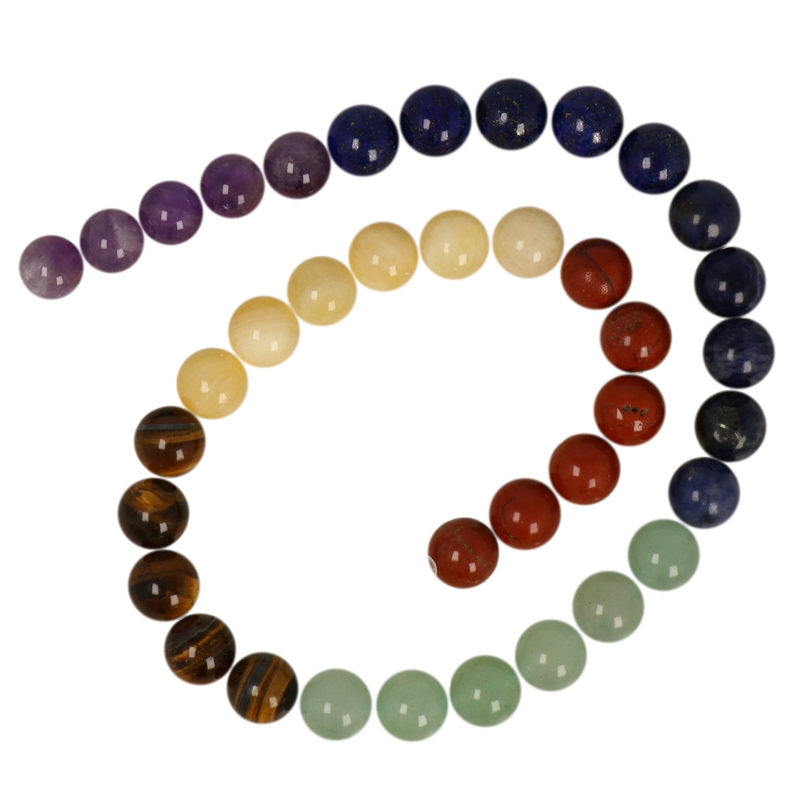 mixed gemstone 7 chakra smooth round 10mm | 15/16-inch strand
