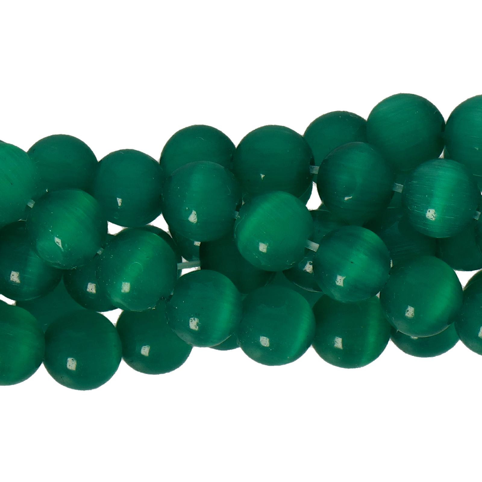 cat's eye glass beads - emerald smooth round 8mm (45/50pc) | 16-inch strand