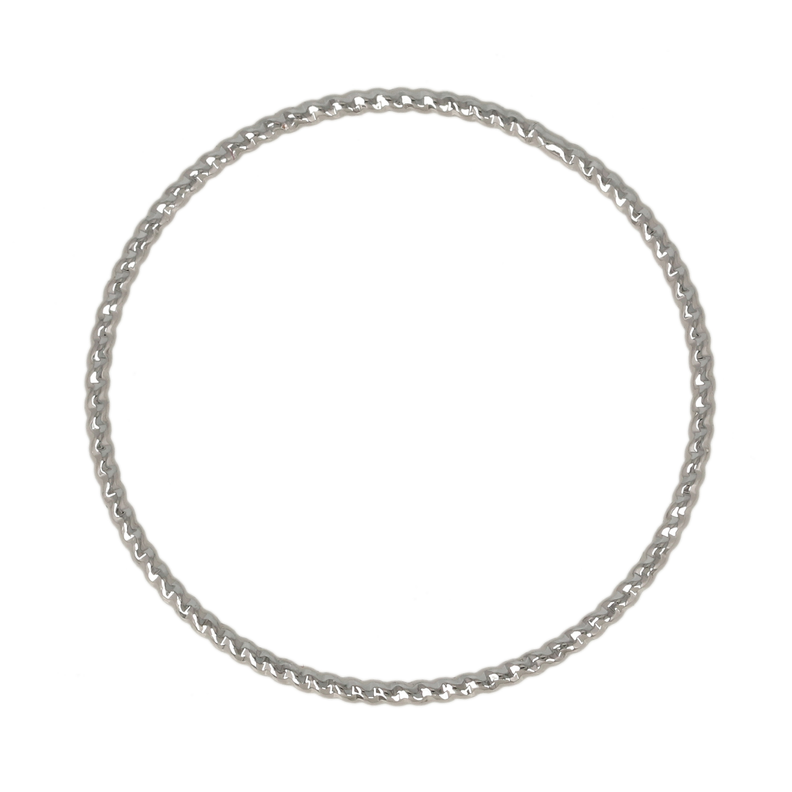 open shape component rhodium silver plated diamond cut circle 30mm | 10pc