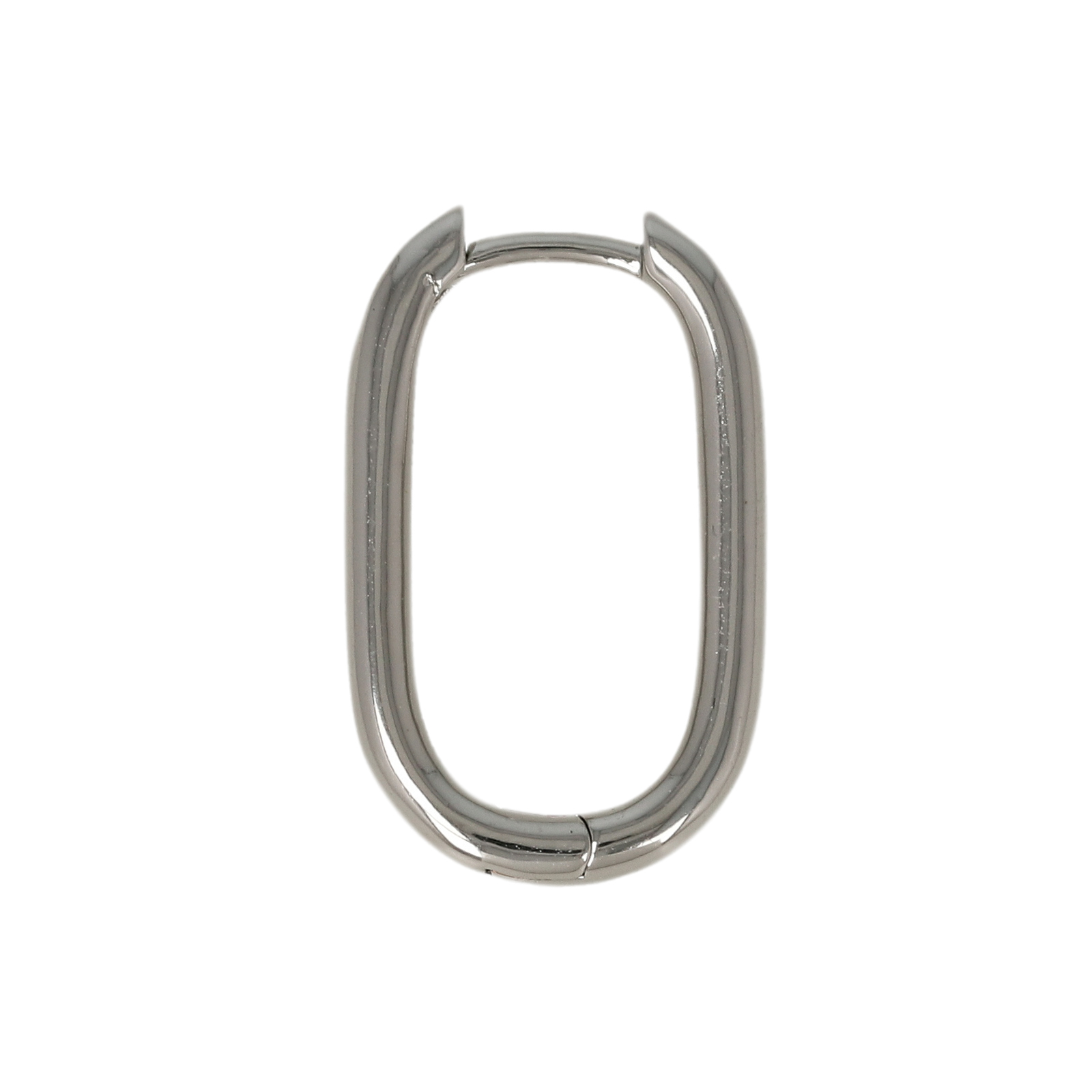 rhodium silver plated leverback hoop earring 20x12,5mm | 2pc