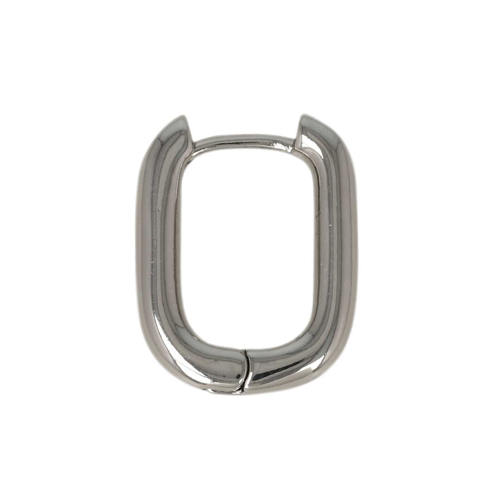 rhodium silver plated leverback hoop earring 18x14mm | 2pc