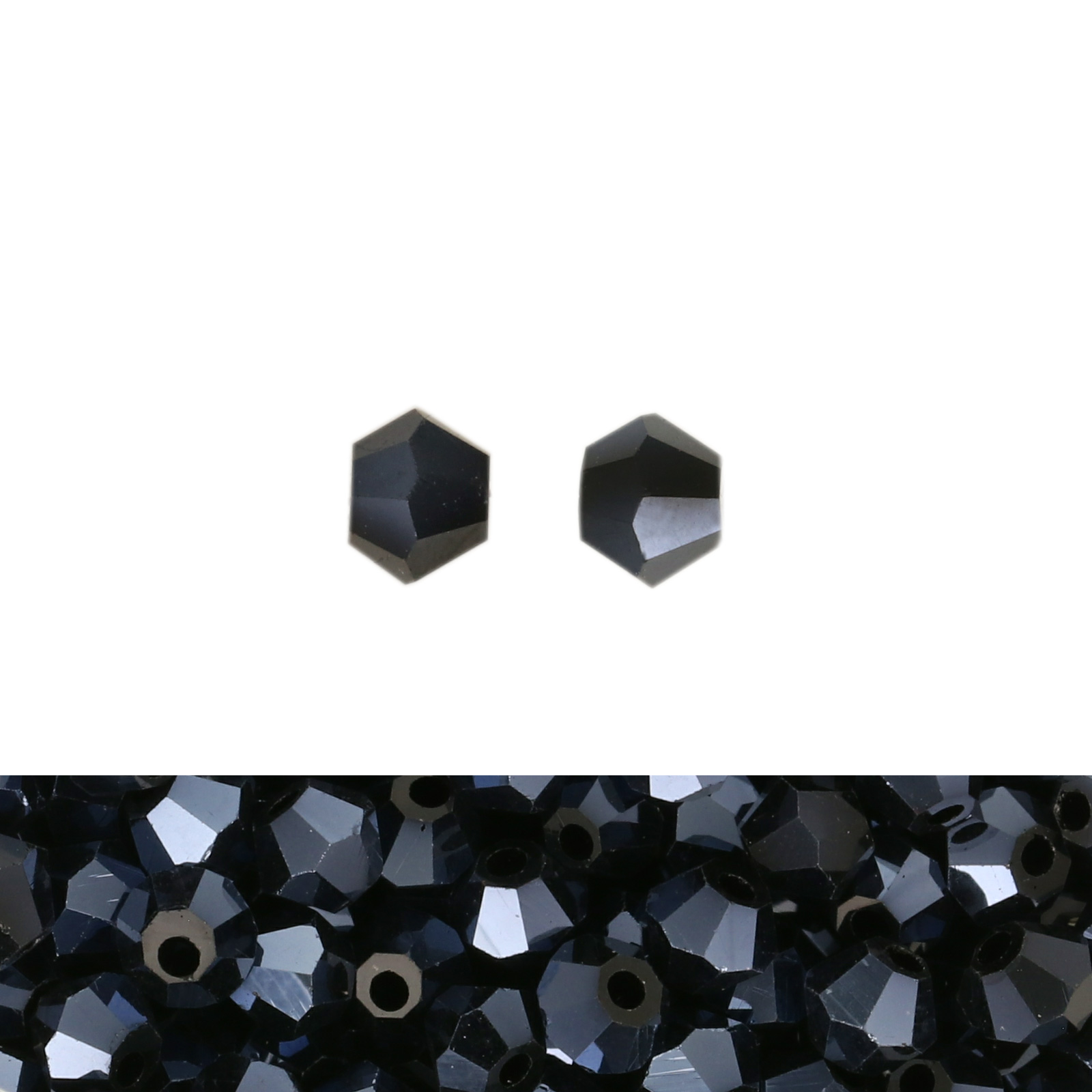 doppelkegel brilliant jet hematite 4mm | 120st
