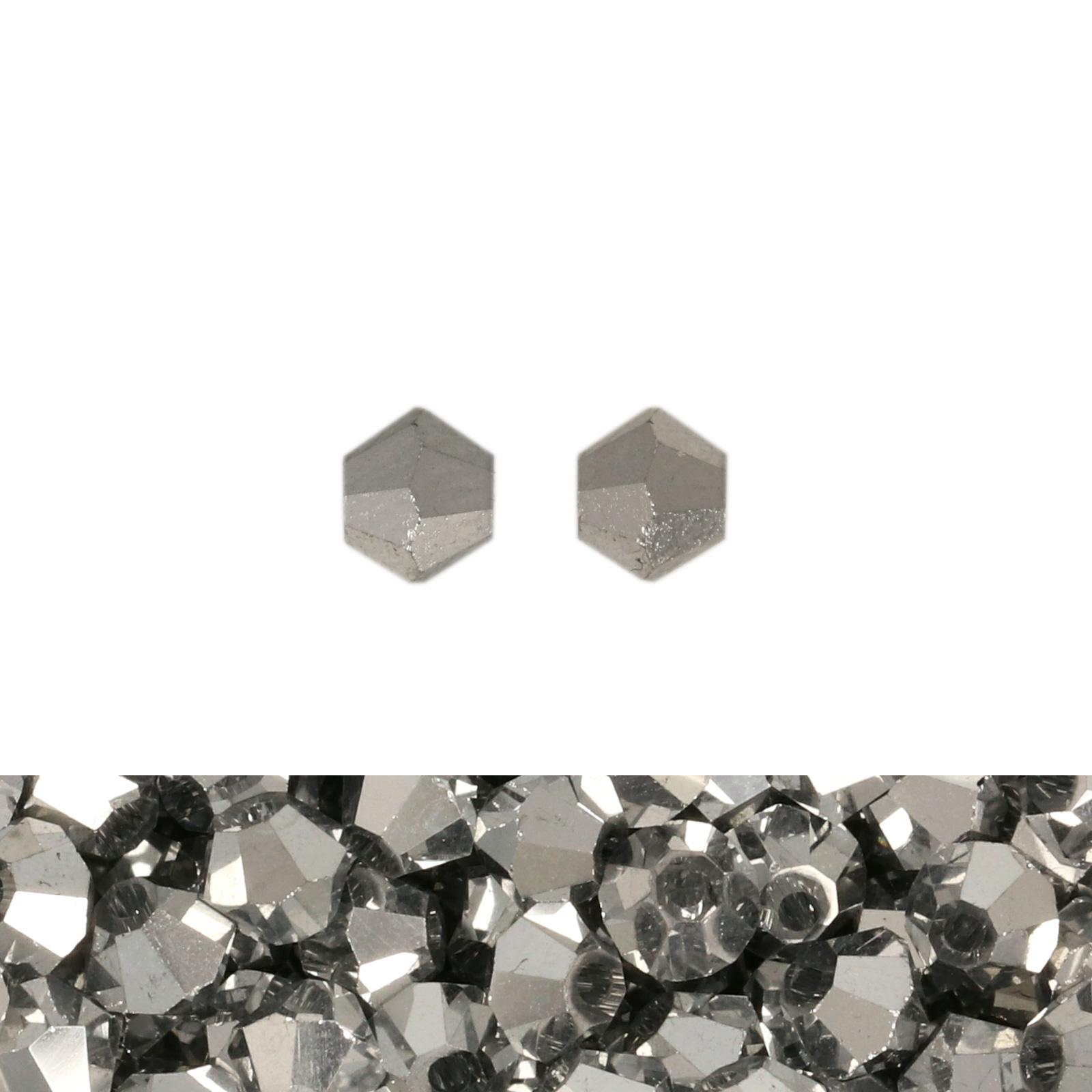bicone brilliant metallic silver 4mm | 120pc