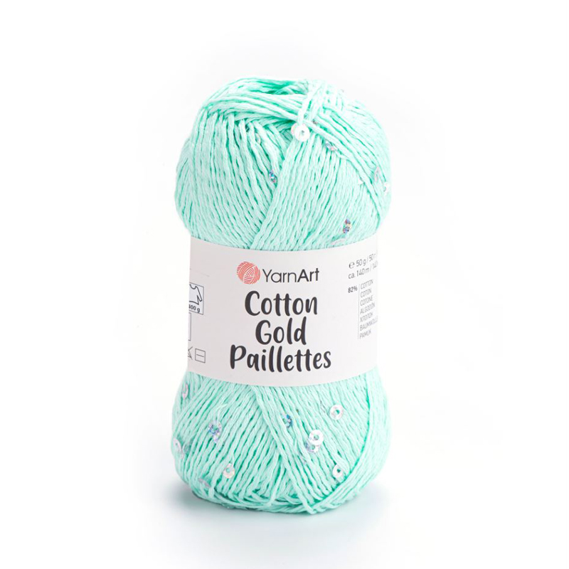 yarnart cotton gold paillettes - mint (7112) - 50gr (140mt) | 1pc