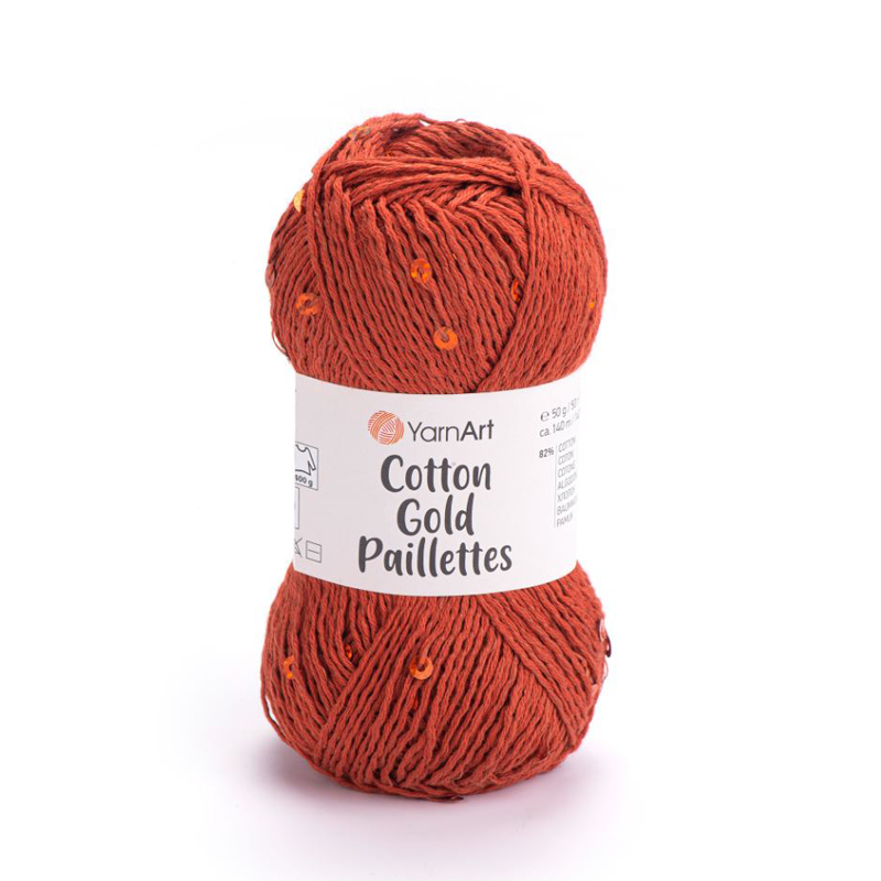 yarnart cotton gold paillettes - ruggine (7117) - 50gr (140mt) | 1pc