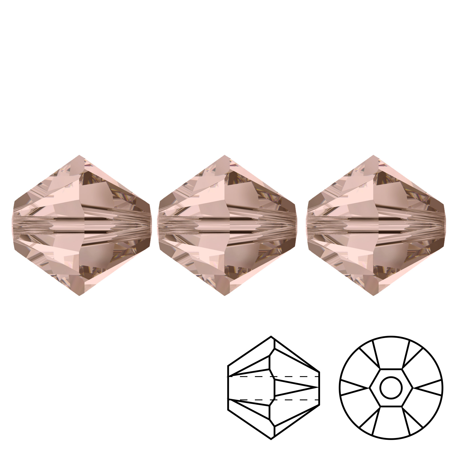 bicone (5328) vintage rose 4mm | 48pc