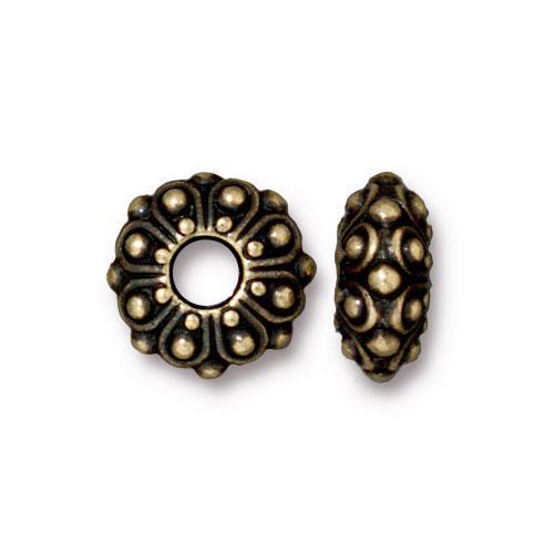 antique brass plated casbah large hole beads 12x5mm | 1pc