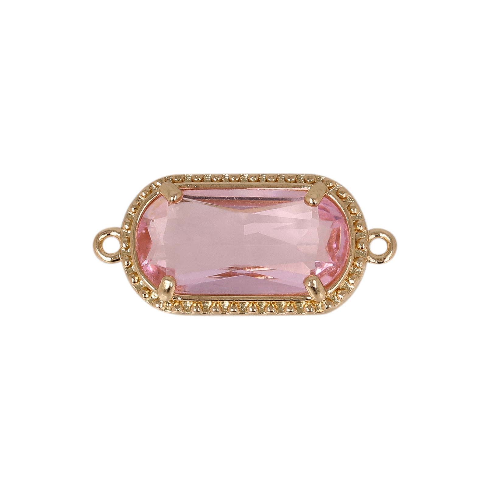 gold plated fine crystal link oval rose 14x7mm | 2pc