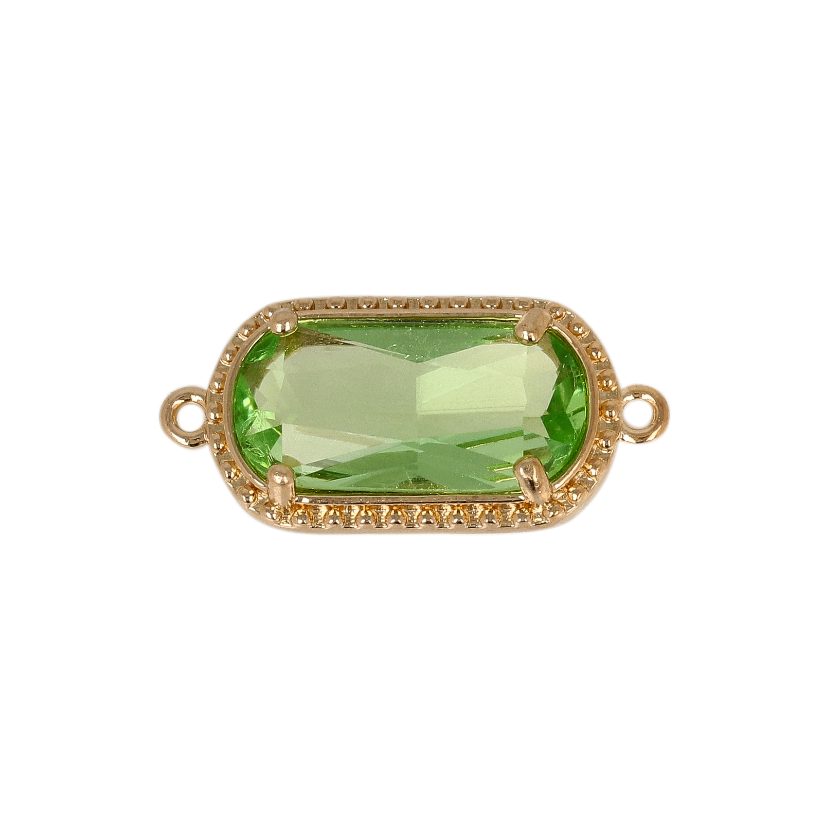 gold plated fine crystal link oval peridot 14x7mm | 2pc