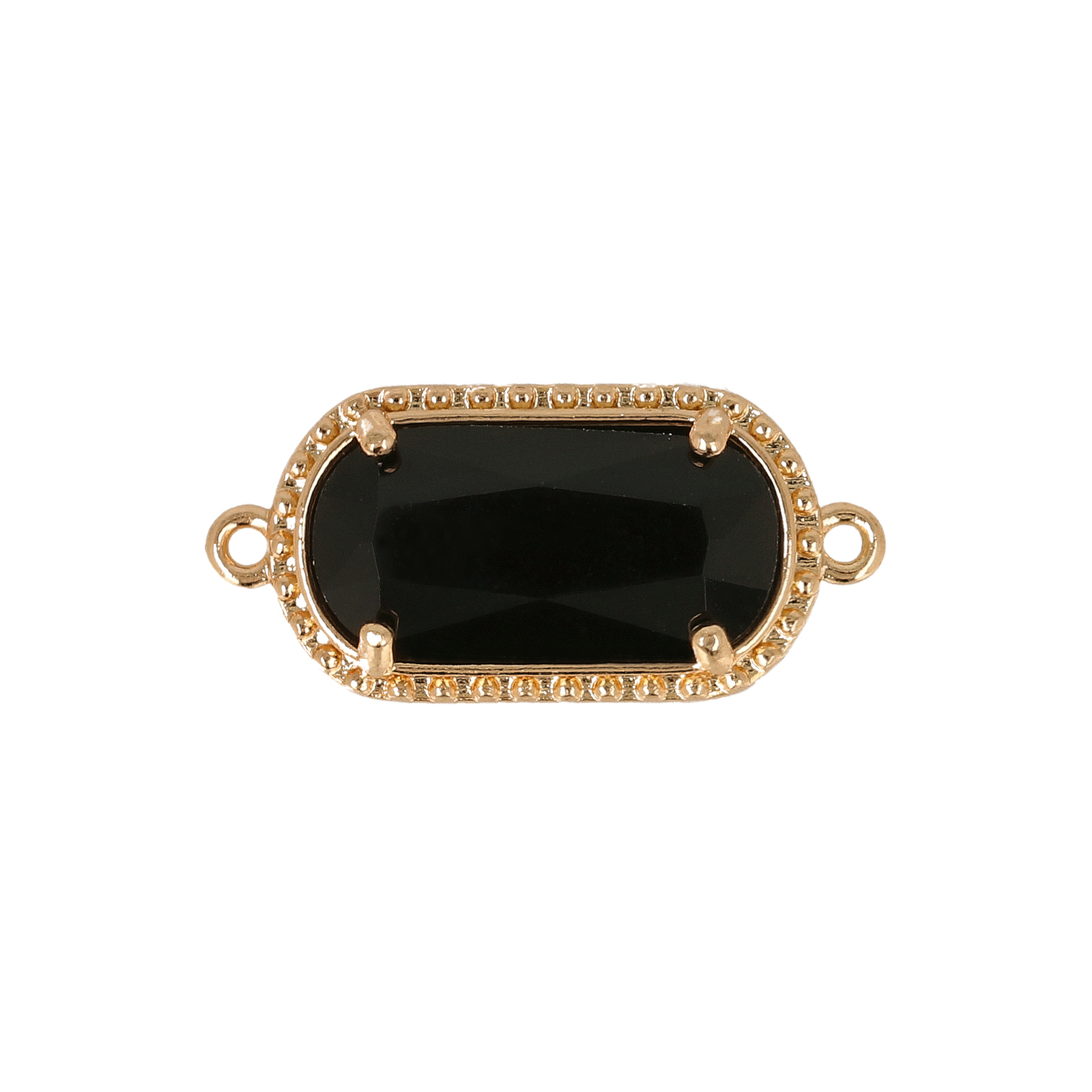 gold plated fine crystal link oval jet 14x7mm | 2pc
