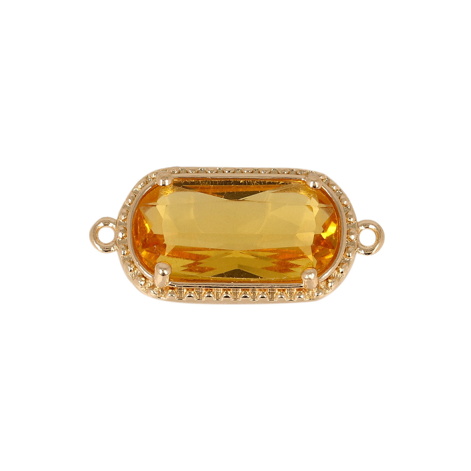 gold plated fine crystal link oval topaz 14x7mm | 2pc