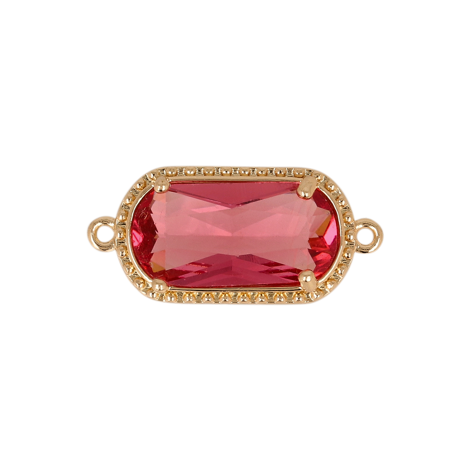 gold plated fine crystal link oval cyclamen 14x7mm | 2pc