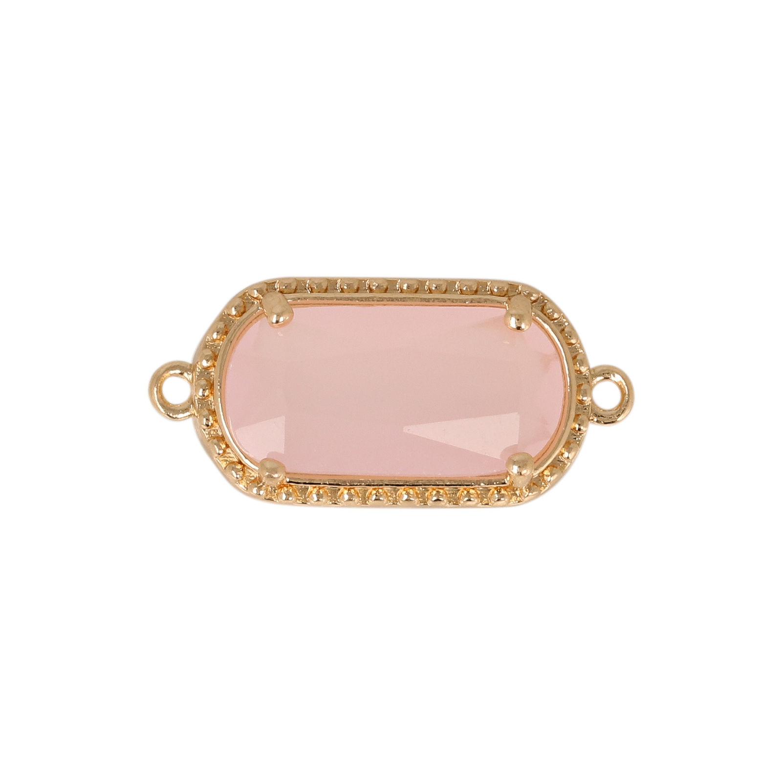 gold plated fine crystal link oval rose opal 14x7mm | 2pc