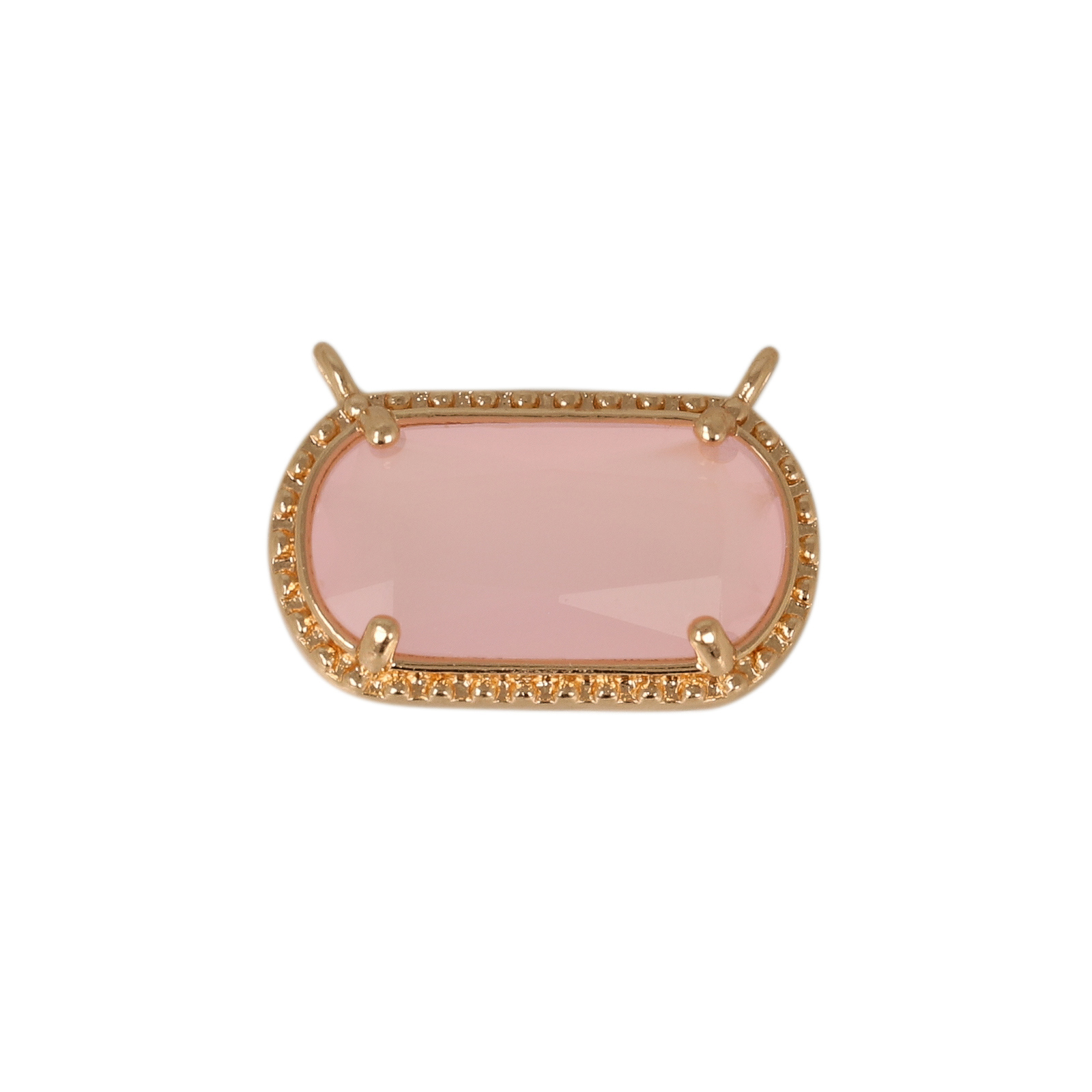 gold plated fine crystal pendant oval rose opal 14x7mm | 2pc