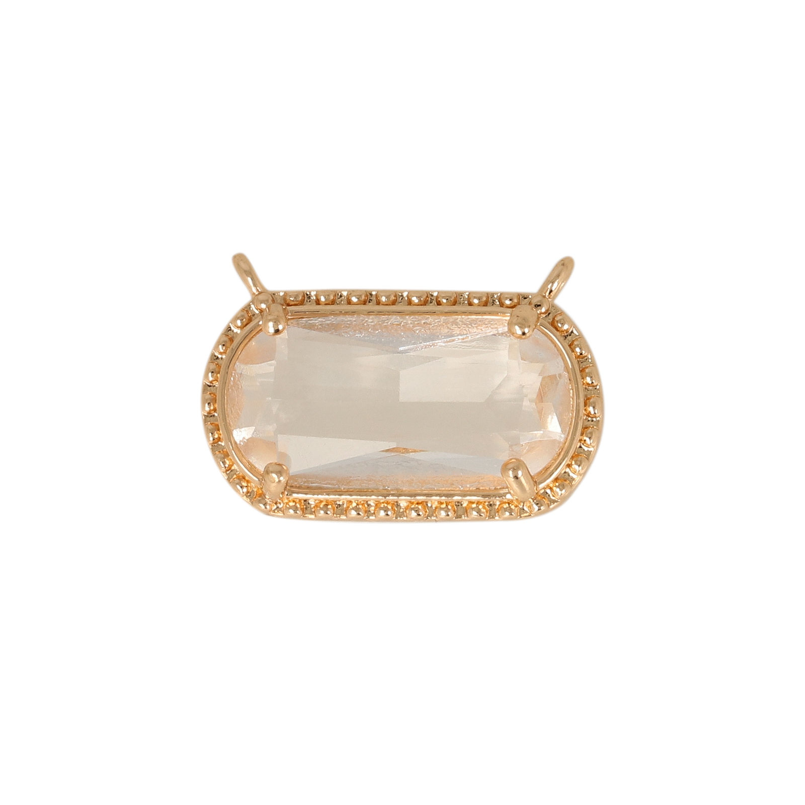 gold plated fine crystal pendant oval 14x7mm | 2pc
