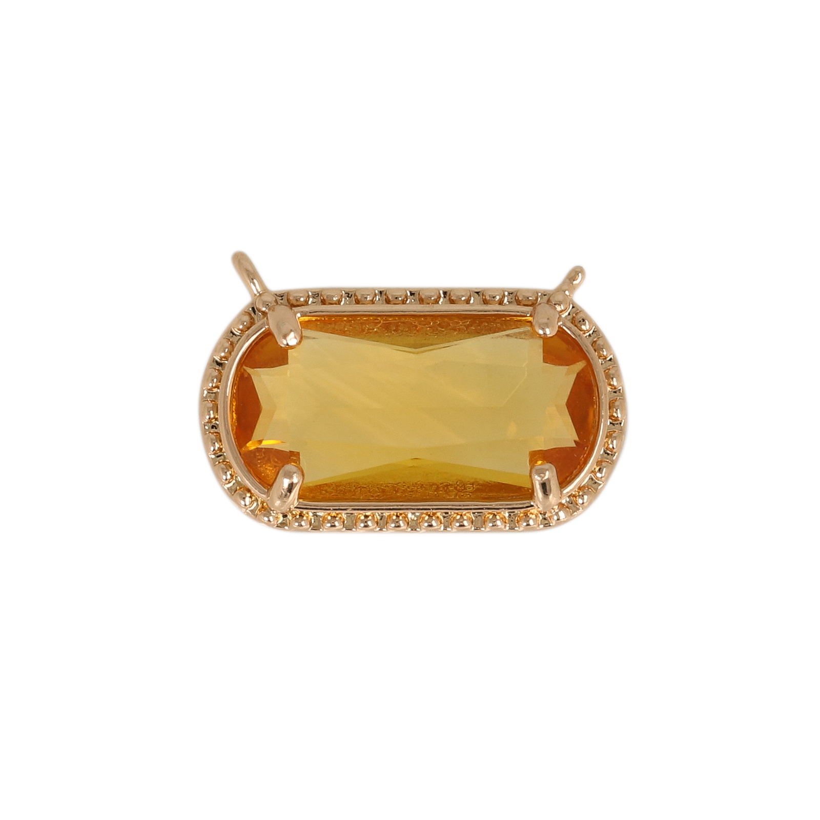 gold plated fine crystal pendant oval topaz 14x7mm | 2pc
