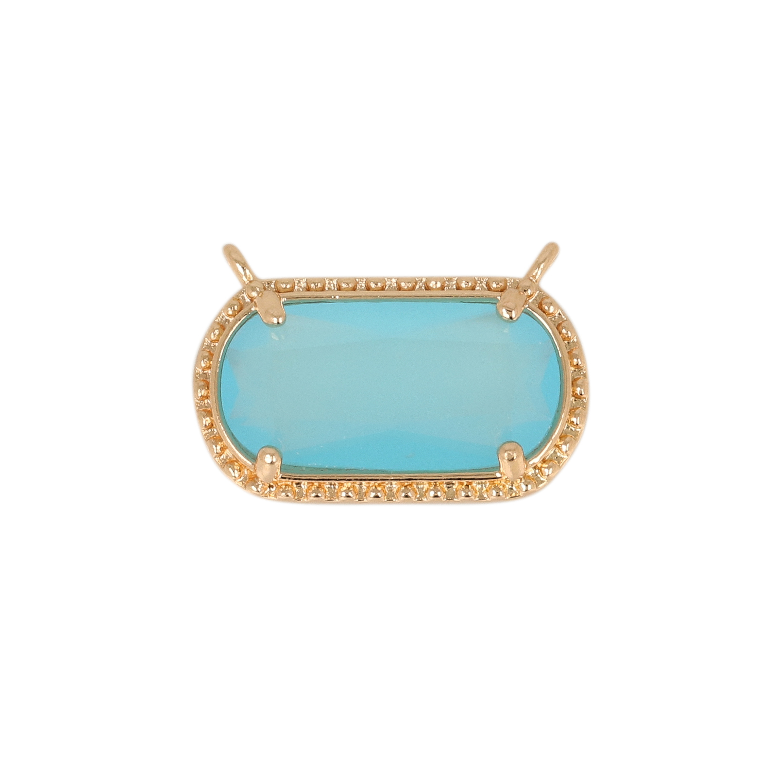 gold plated fine crystal pendant oval pacific opal 14x7mm | 2pc