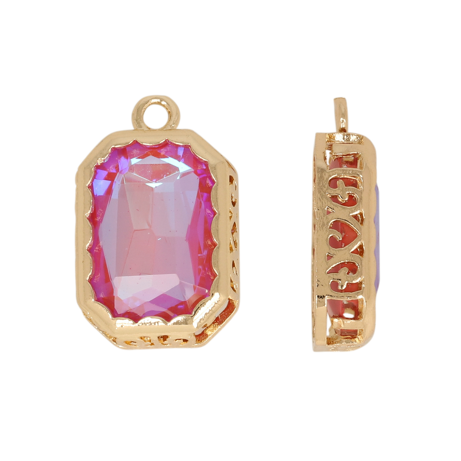 anhänger fine crystal vergoldet rechteck red iris 14x10mm | 2st