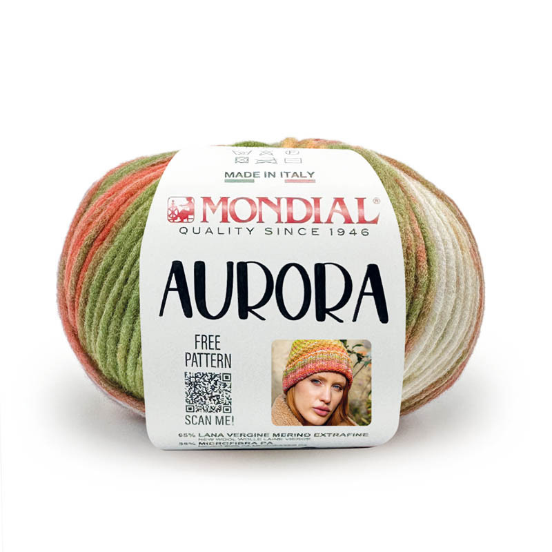 aurora mondial - ziegelgrün/grün/koralle (613) - 50gr (120mt) | 1st