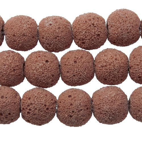 rose lava stone rough round 14mm | 15/16-inch strand