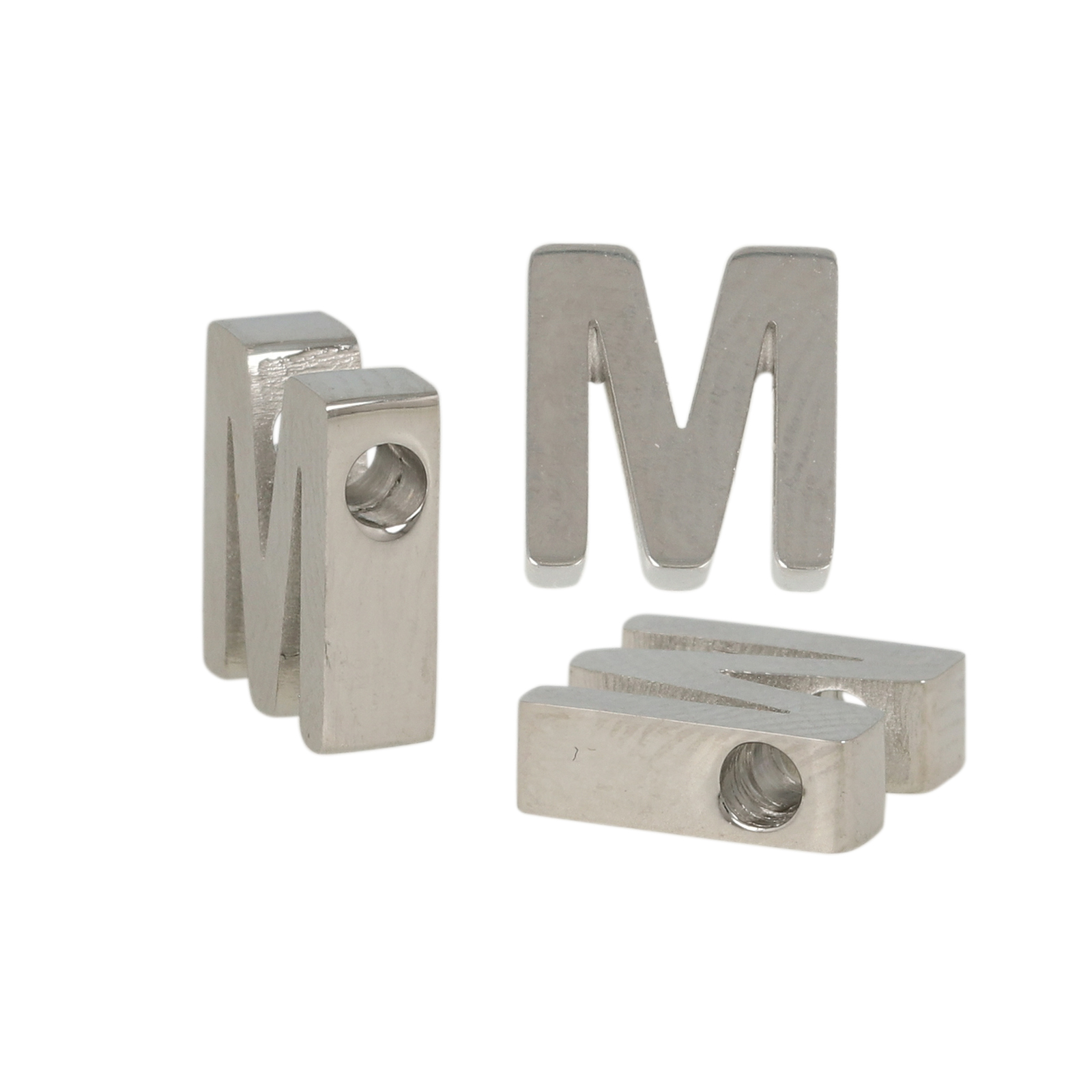 stainless steel alphabet letter bead m 9x8mm | 1pc