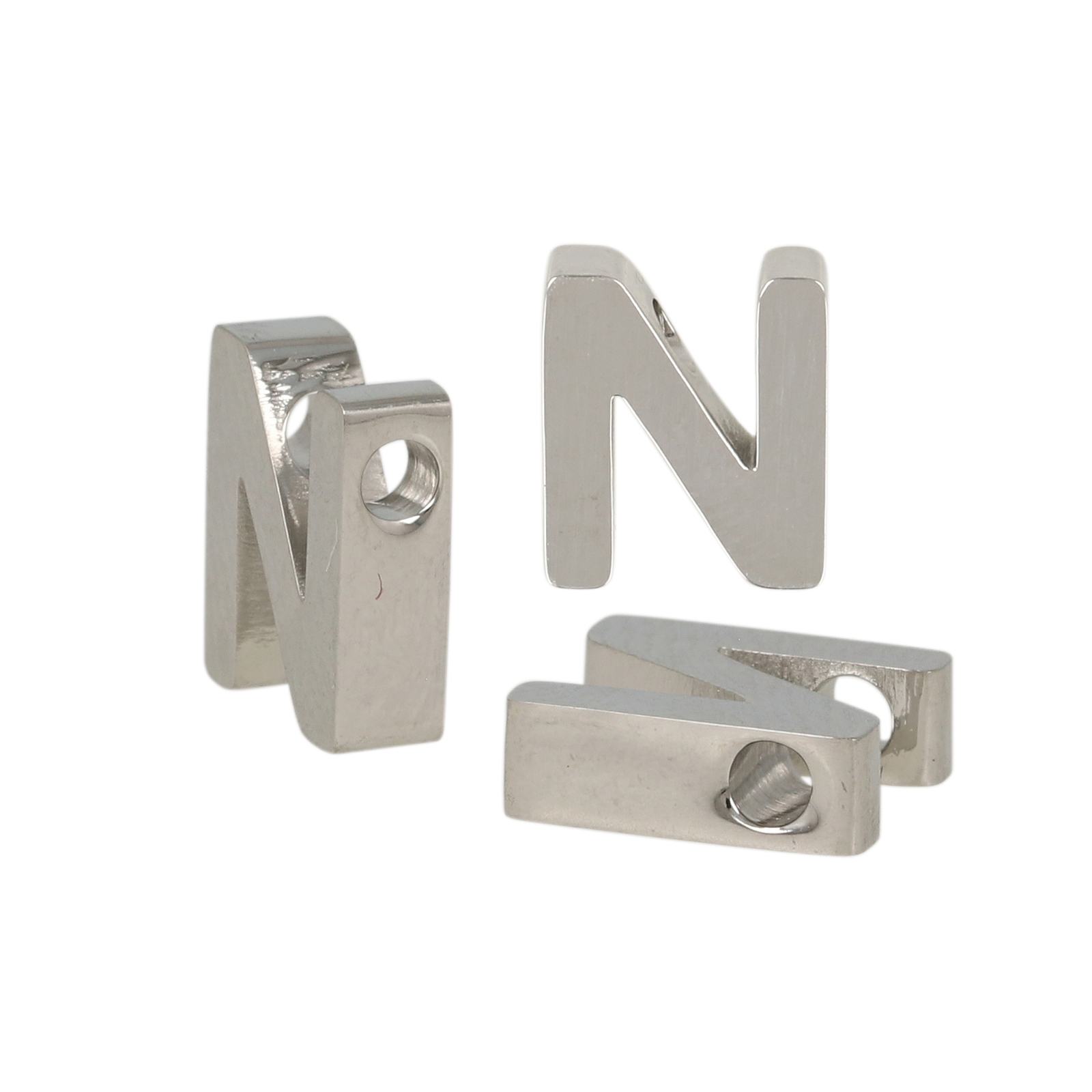 stainless steel alphabet letter bead n 9x8mm | 1pc