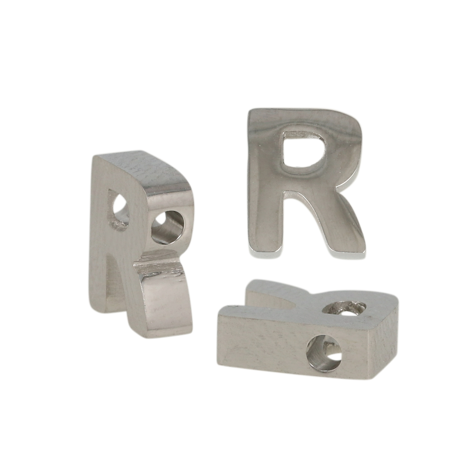 stainless steel alphabet letter bead r 9x8mm | 1pc