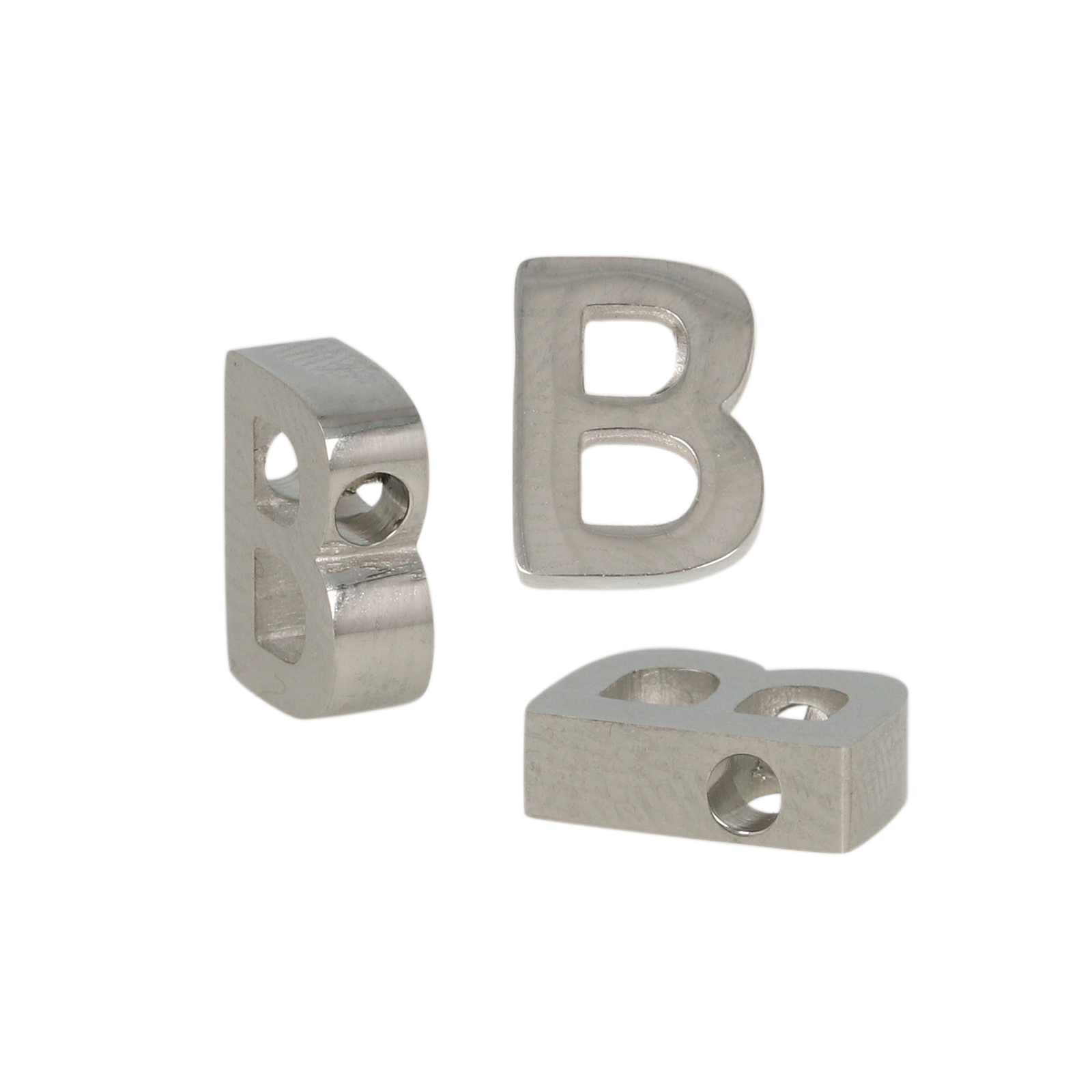 stainless steel alphabet letter bead b 9x7mm | 1pc