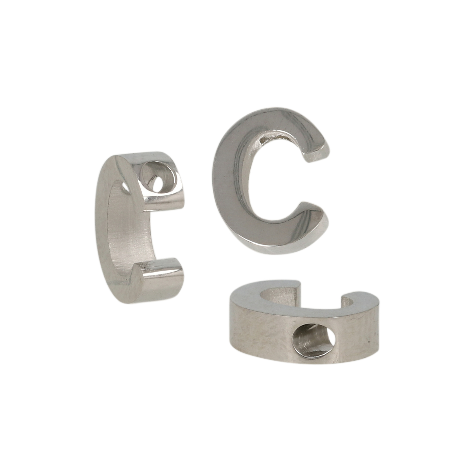 stainless steel alphabet letter bead c 9x7mm | 1pc