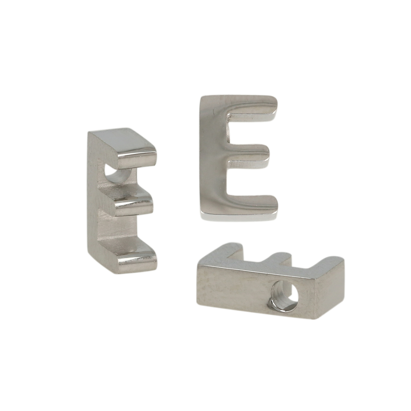 stainless steel alphabet letter bead e 9x6mm | 1pc