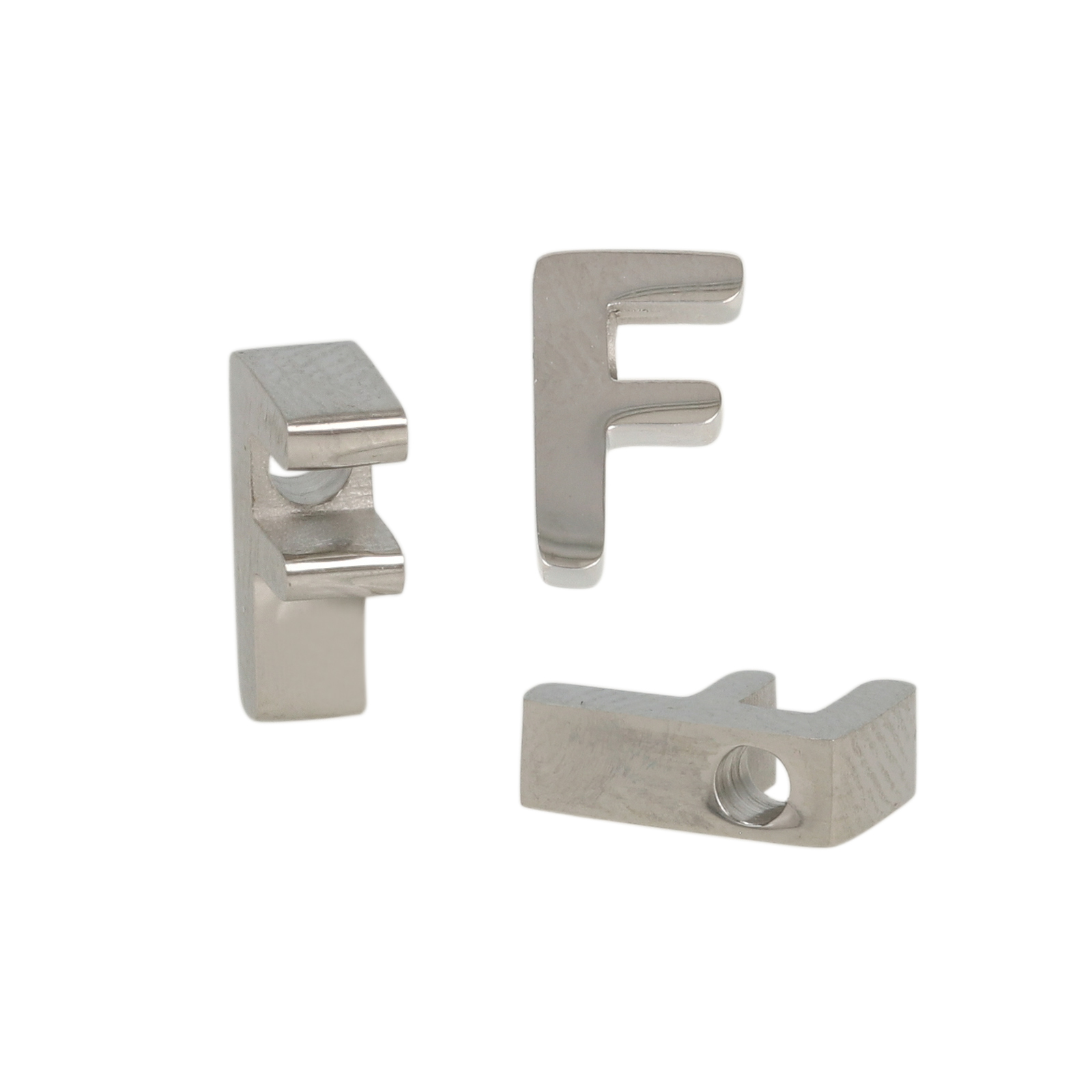 stainless steel alphabet letter bead f 9x7mm | 1pc