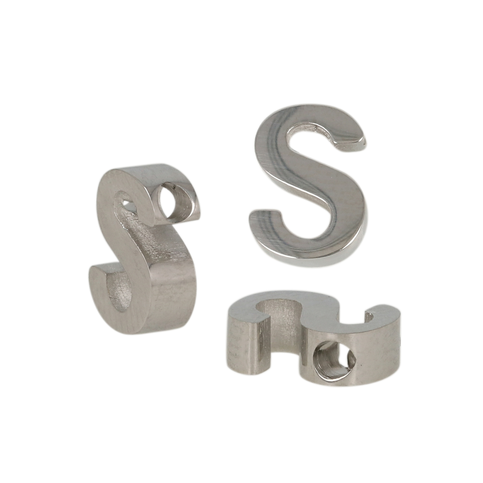 stainless steel alphabet letter bead s 9x7mm | 1pc